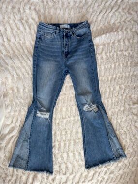 bridge by gly Distressed Bell Bottom Jeans with design 30x29